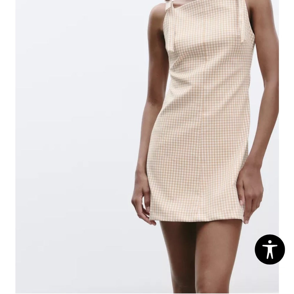 Zara Cream Checkered Dress